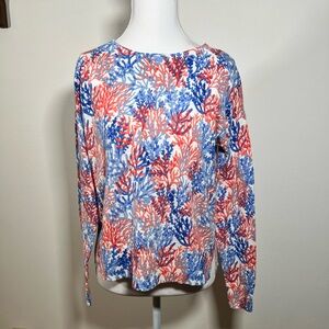 Talbots Slub Cotton Crewneck Sweater - Dynamic Coral - Size Small